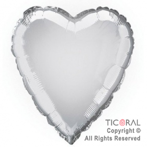 GLOBO MYLAR CORAZON 18  PLATA METALIZADO ENVASADO HS7958-B-2 X 1  X ( 5 )